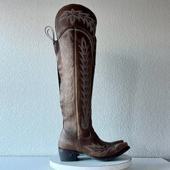 Lane LEXINGTON Over the Knee Womens Cowboy Boots 7 Brown Western Cowgirl Tall - Picture 2 of 13